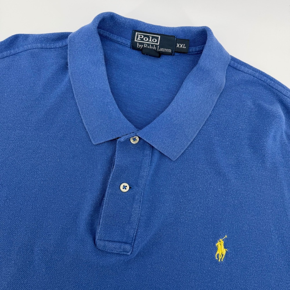 Polo Ralph Lauren Polo Shirt Mens XXL Blue Short Sleeve Yellow Pony Logo